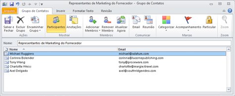 Descrição: Caixa de diálogo Grupo de Contatos